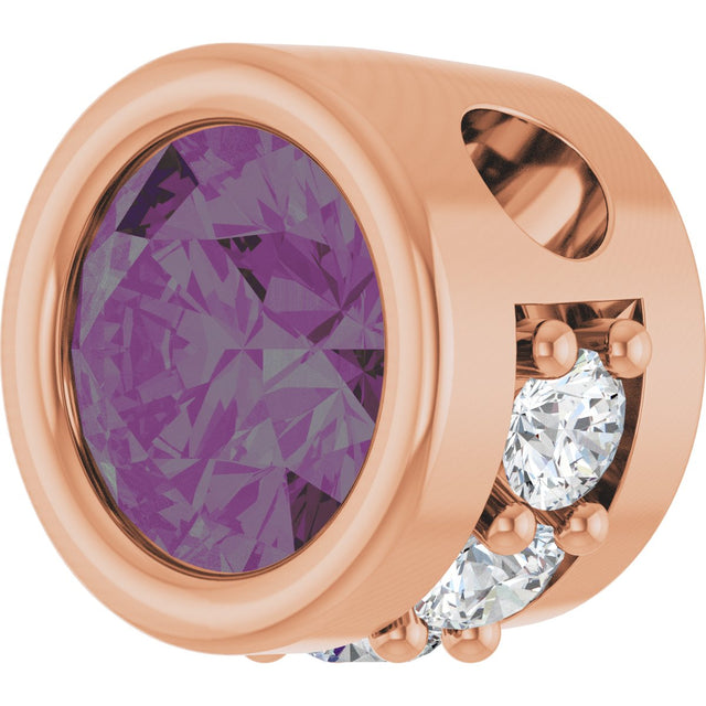 14K Gold Round Lab-Grown Alexandrite Accented Bezel-Set Necklace or Pendant - Rose Gold - view 2