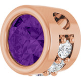 14K Gold Round Natural Amethyst Accented Bezel-Set Necklace or Pendant - Rose Gold - view 2