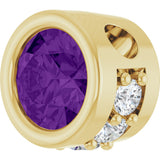 14K Gold Round Natural Amethyst Accented Bezel-Set Necklace or Pendant - Yellow Gold - view 2