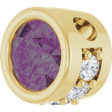 14K Gold Round Lab-Grown Alexandrite Accented Bezel-Set Necklace or Pendant - Yellow Gold - view 2