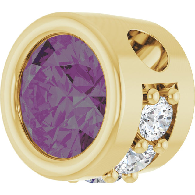 14K Gold Round Lab-Grown Alexandrite Accented Bezel-Set Necklace or Pendant - Yellow Gold - view 2