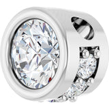 Platinum Round Natural White Sapphire Accented Bezel-Set Necklace or Pendant - view 2