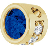 14K Gold Round Lab-Grown Blue Sapphire Accented Bezel-Set Necklace or Pendant - Yellow Gold - view 2