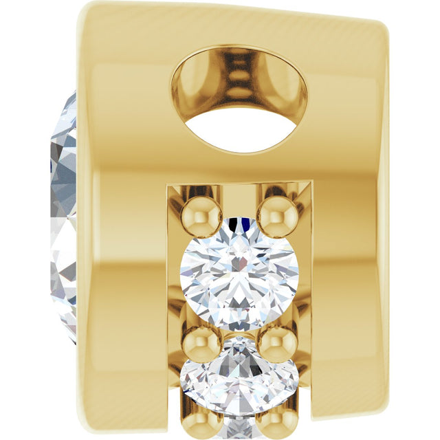 14K Gold Round Natural White Sapphire Accented Bezel-Set Necklace or Pendant - Yellow Gold - view 3
