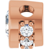 14K Gold Round Natural White Sapphire Accented Bezel-Set Necklace or Pendant - Rose Gold - view 3