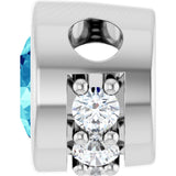 14K Gold Round Natural Blue Zircon Accented Bezel-Set Necklace or Pendant - White Gold - view 3