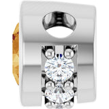 14K Gold Round Natural Citrine Accented Bezel-Set Necklace or Pendant - White Gold - view 3