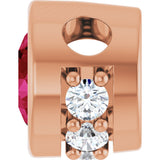 14K Gold Round Lab-Grown Ruby Accented Bezel-Set Necklace or Pendant - Rose Gold - view 3