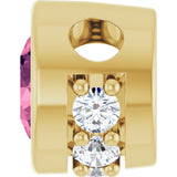 14K Gold Round Natural Pink Tourmaline Accented Bezel-Set Necklace or Pendant - Yellow Gold - view 3