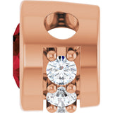 14K Gold Round Natural Mozambique Garnet Accented Bezel-Set Necklace or Pendant - Rose Gold - view 3