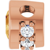 14K Gold Round Natural Citrine Accented Bezel-Set Necklace or Pendant - Rose Gold - view 3