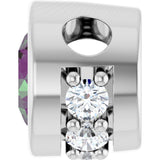 Platinum Round Lab-Grown Alexandrite Accented Bezel-Set Necklace or Pendant - view 3