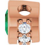 14K Gold Round Lab-Grown Emerald Accented Bezel-Set Necklace or Pendant - Rose Gold - view 3
