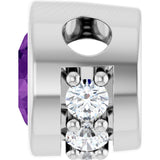 14K Gold Round Natural Amethyst Accented Bezel-Set Necklace or Pendant - White Gold - view 3