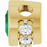 14K Gold Round Lab-Grown Emerald Accented Bezel-Set Necklace or Pendant - Yellow Gold - view 3