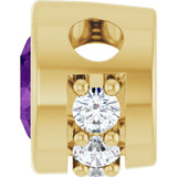 14K Gold Round Natural Amethyst Accented Bezel-Set Necklace or Pendant - Yellow Gold - view 3