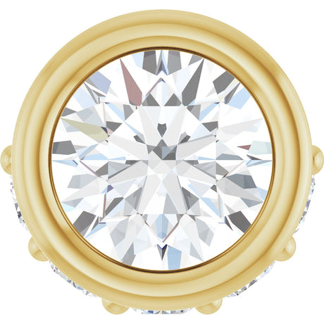 14K Gold Round Natural White Sapphire Accented Bezel-Set Necklace or Pendant - Yellow Gold