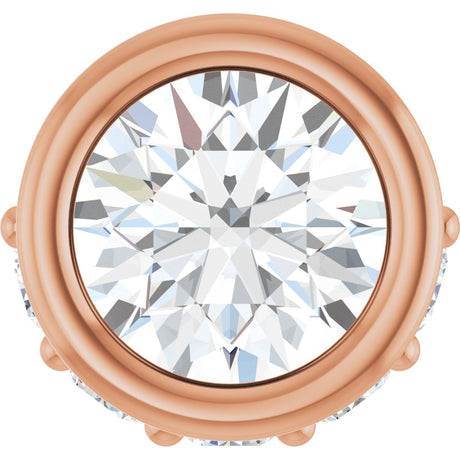 14K Gold Round Natural Diamond Accented Bezel-Set Necklace or Pendant - Rose Gold