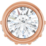 14K Gold Round Natural White Sapphire Accented Bezel-Set Necklace or Pendant - Rose Gold