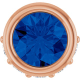 14K Gold Round Lab-Grown Blue Sapphire Accented Bezel-Set Necklace or Pendant - Rose Gold