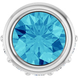 Platinum Round Natural Blue Zircon Accented Bezel-Set Necklace or Pendant