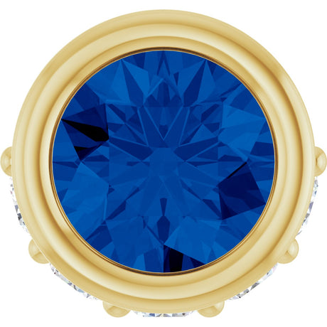 14K Gold Round Natural Blue Sapphire Accented Bezel-Set Necklace or Pendant - Yellow Gold