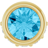 14K Gold Round Natural Aquamarine Accented Bezel-Set Necklace or Pendant - Yellow Gold