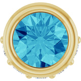 14K Gold Round Natural Blue Zircon Accented Bezel-Set Necklace or Pendant - Yellow Gold