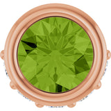 14K Gold Round Natural Peridot Accented Bezel-Set Necklace or Pendant - Rose Gold