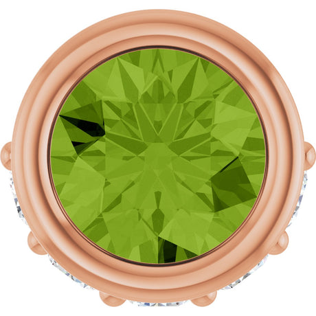 14K Gold Round Natural Peridot Accented Bezel-Set Necklace or Pendant - Rose Gold