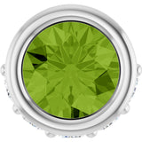 Platinum Round Natural Peridot Accented Bezel-Set Necklace or Pendant