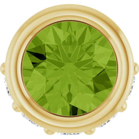 14K Gold Round Natural Peridot Accented Bezel-Set Necklace or Pendant - Yellow Gold