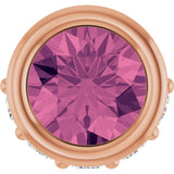 14K Gold Round Natural Pink Tourmaline Accented Bezel-Set Necklace or Pendant - Rose Gold