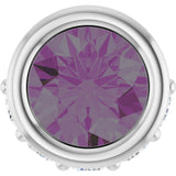 14K Gold Round Lab-Grown Alexandrite Accented Bezel-Set Necklace or Pendant - White Gold