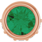 14K Gold Round Natural Emerald Accented Bezel-Set Necklace or Pendant - Rose Gold