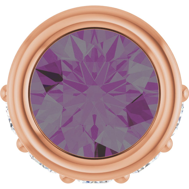 14K Gold Round Lab-Grown Alexandrite Accented Bezel-Set Necklace or Pendant - Rose Gold