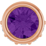 14K Gold Round Natural Amethyst Accented Bezel-Set Necklace or Pendant - Rose Gold