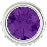 Platinum Round Natural Amethyst Accented Bezel-Set Necklace or Pendant