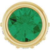 14K Gold Round Natural Emerald Accented Bezel-Set Necklace or Pendant - Yellow Gold