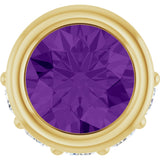 14K Gold Round Natural Amethyst Accented Bezel-Set Necklace or Pendant - Yellow Gold