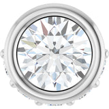 Platinum Round Natural White Sapphire Accented Bezel-Set Necklace or Pendant