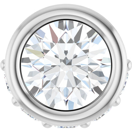 Platinum Round Natural White Sapphire Accented Bezel-Set Necklace or Pendant