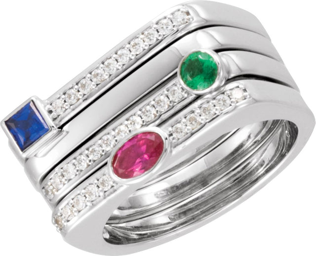 14K Gold Square Natural Pink Tourmaline Family Stackable Ring – 3x3mm - Rose Gold - view 3