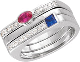 14K Gold Square Natural Aquamarine Family Stackable Ring – 3x3mm - Rose Gold - view 4