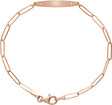 14K Gold Round Natural Diamond Engravable Curved Bar Bracelet - Rose Gold