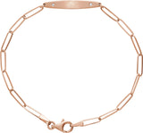 14K Gold Round Natural Diamond Engravable Curved Bar Bracelet - Rose Gold