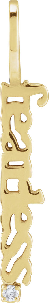 14K Gold Round Natural Diamond Accented Fearless Pendant - Yellow Gold