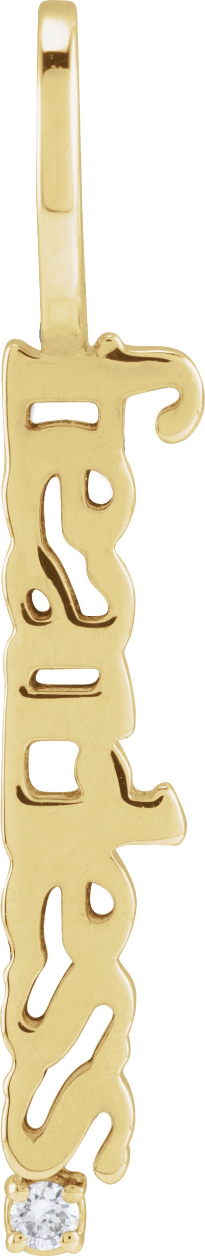 14K Gold Round Natural Diamond Accented Fearless Pendant - Yellow Gold