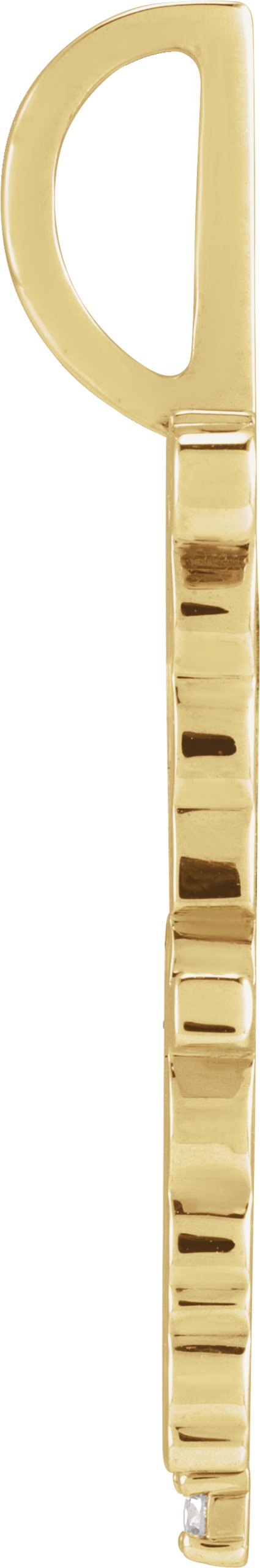 14K Gold Round Natural Diamond Accented Fearless Pendant - Yellow Gold - view 2