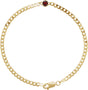 14K Gold Round Natural Mozambique Garnet Bezel-Set Solitaire Curb Link Bracelet